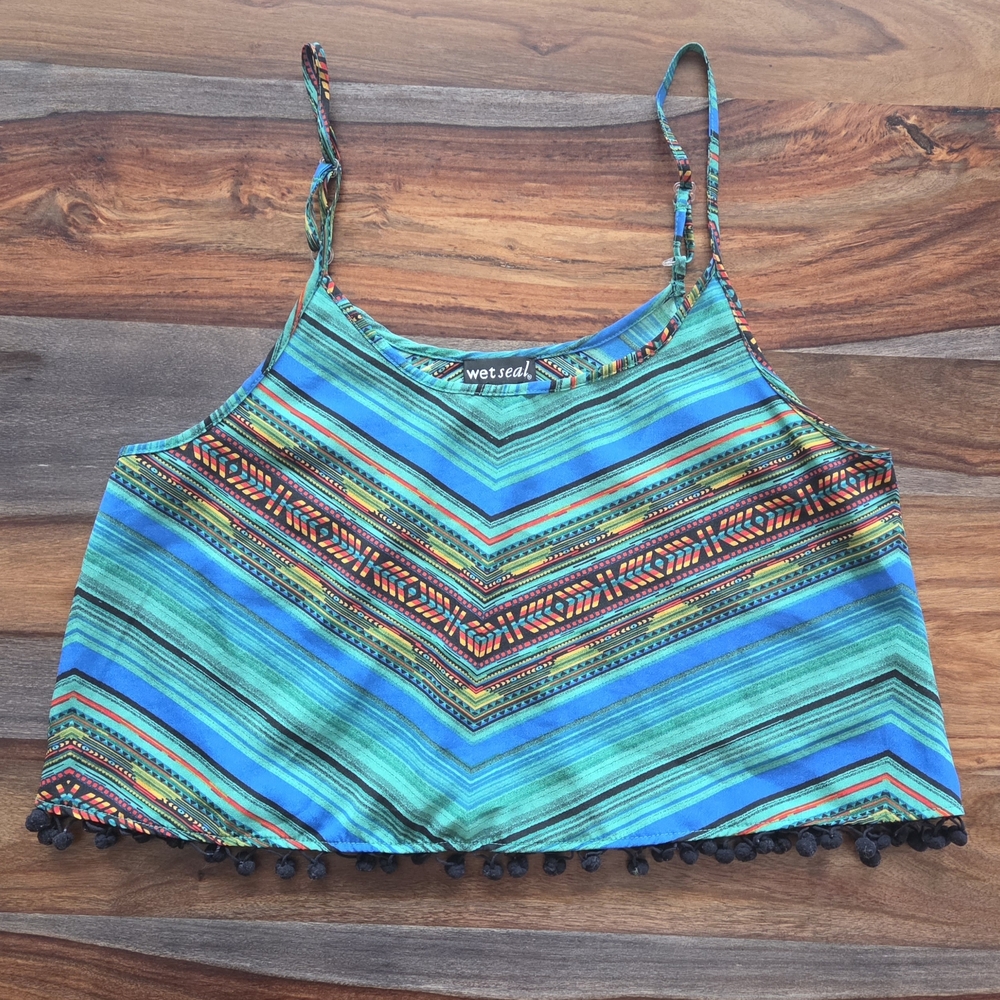 Super Cute Wet Seal Multicolor Striped Women's Top Medium Cropped Camisole